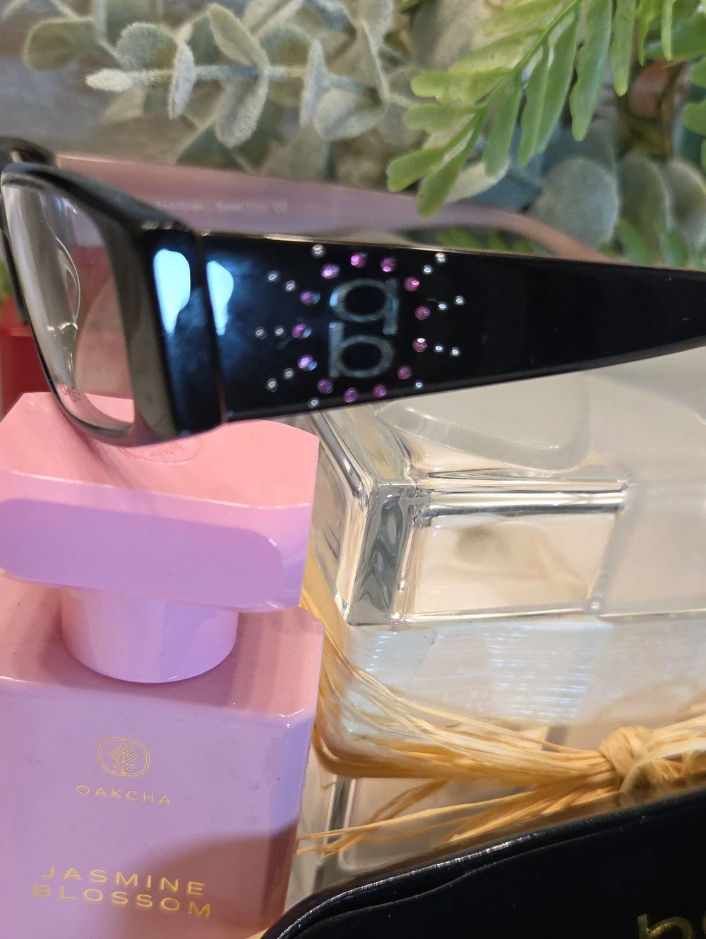 BEBE Black Frames with Pink Temples Rectangular Glasses EUC